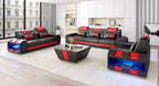 Cosmo LED Leather Sofa Set - Modern 3-Piece Living Room Set with Mood Lighting