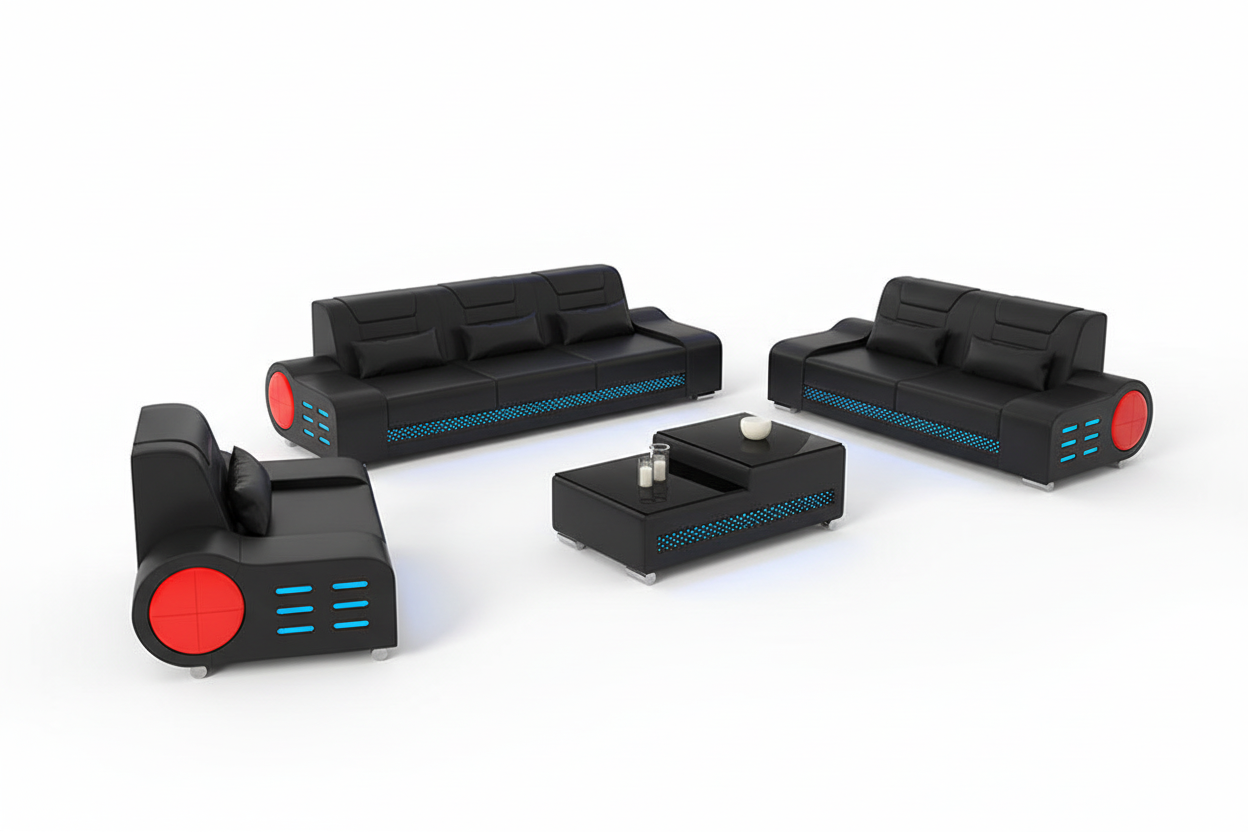 Elliot Modern Leather Sofa Set