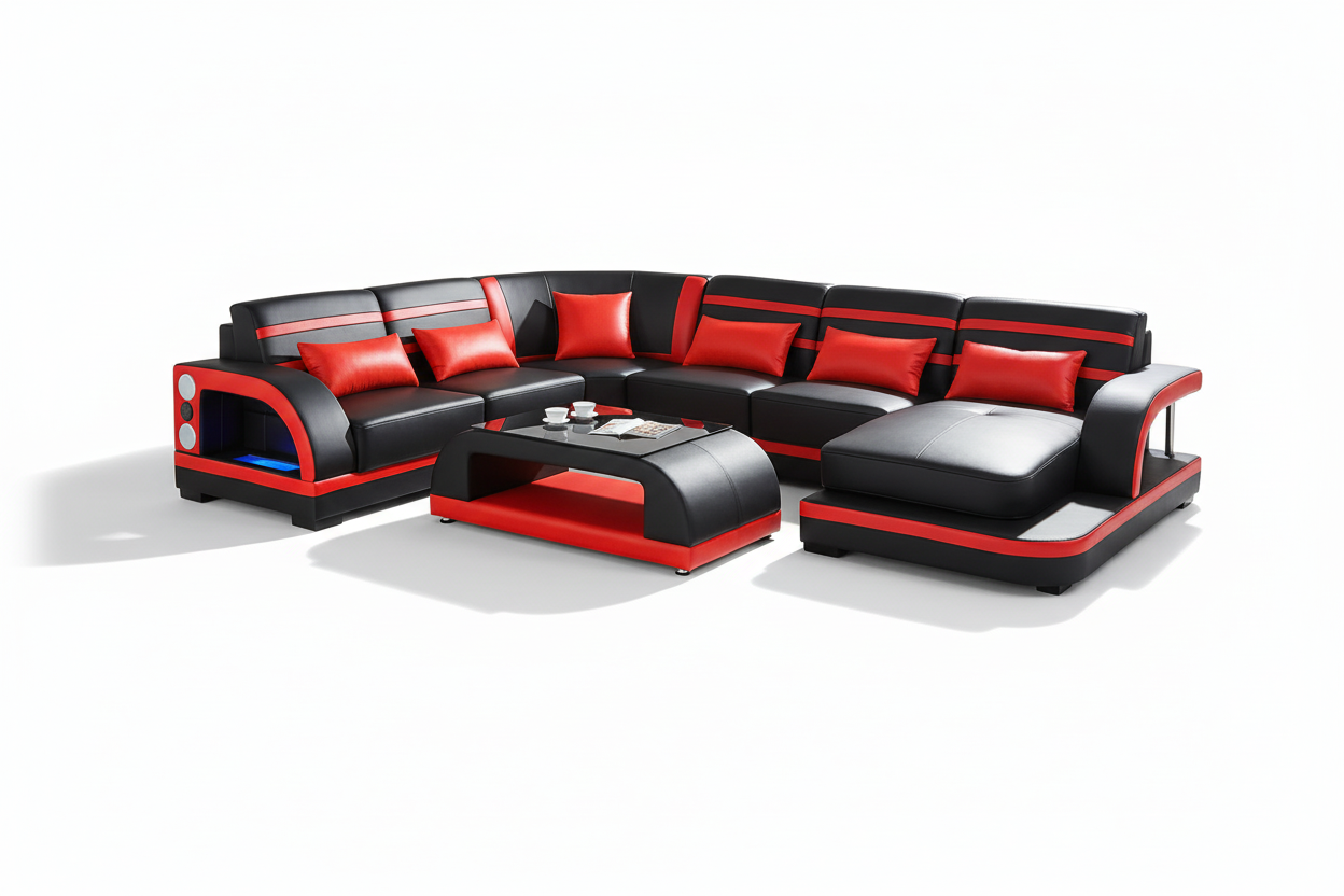 Grando Modern Sectional with Speaker & Wireless Charger & LED Lights