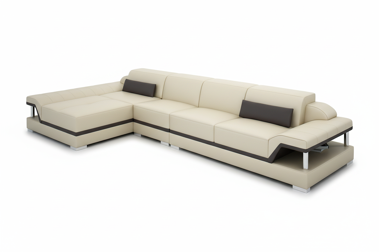 Taliya Small Modern Leather Sectional - Clean Design 1