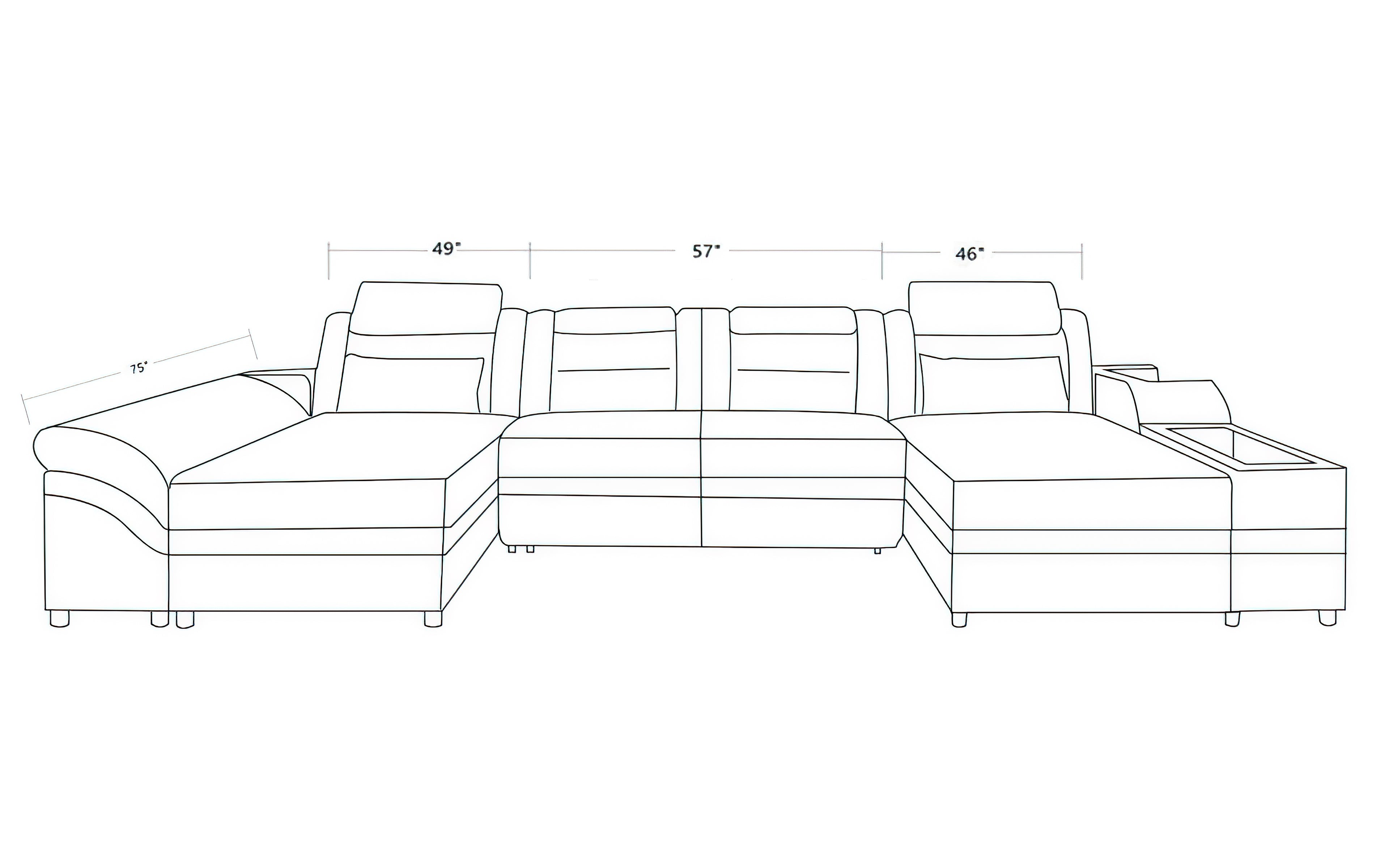 Venus Modern Leather Sectional with USB Port