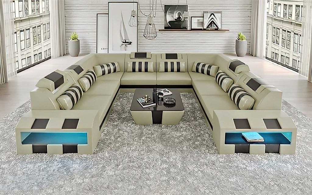 Cosmo XL U-Shape LED Sectional - Extra Large Party Couch for Big Spaces