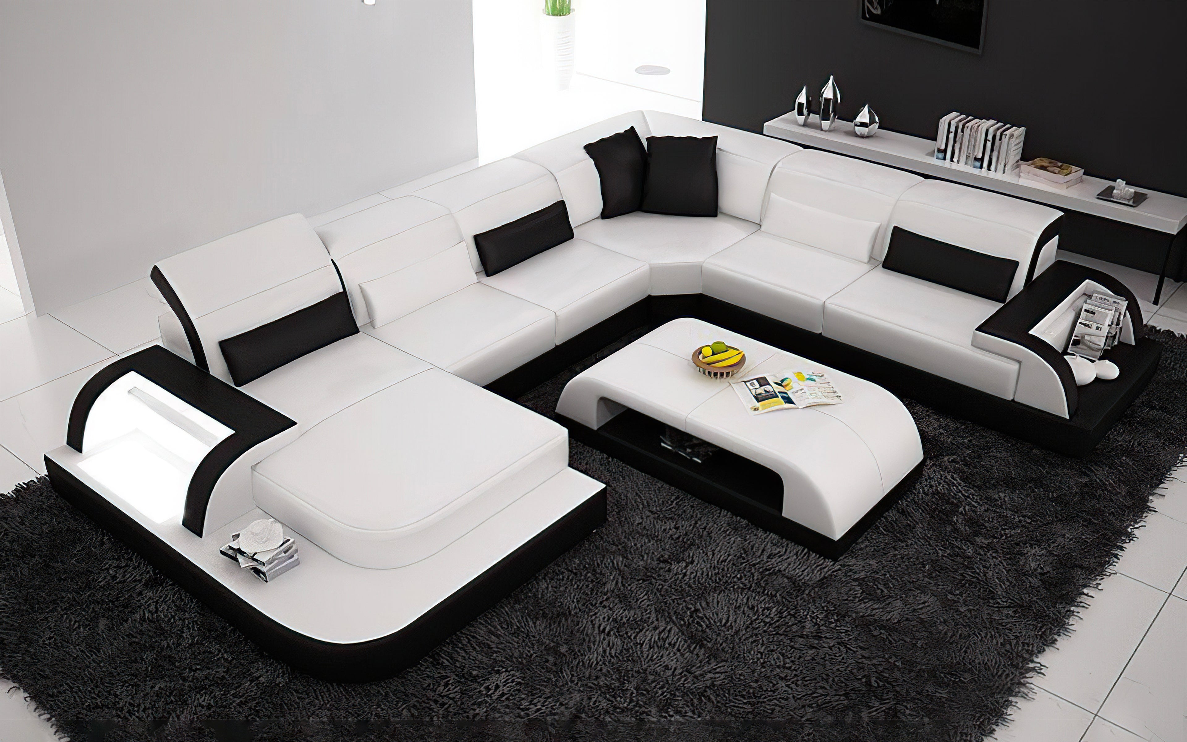 Molinaro Leather Sectional with Adjustable Headrest