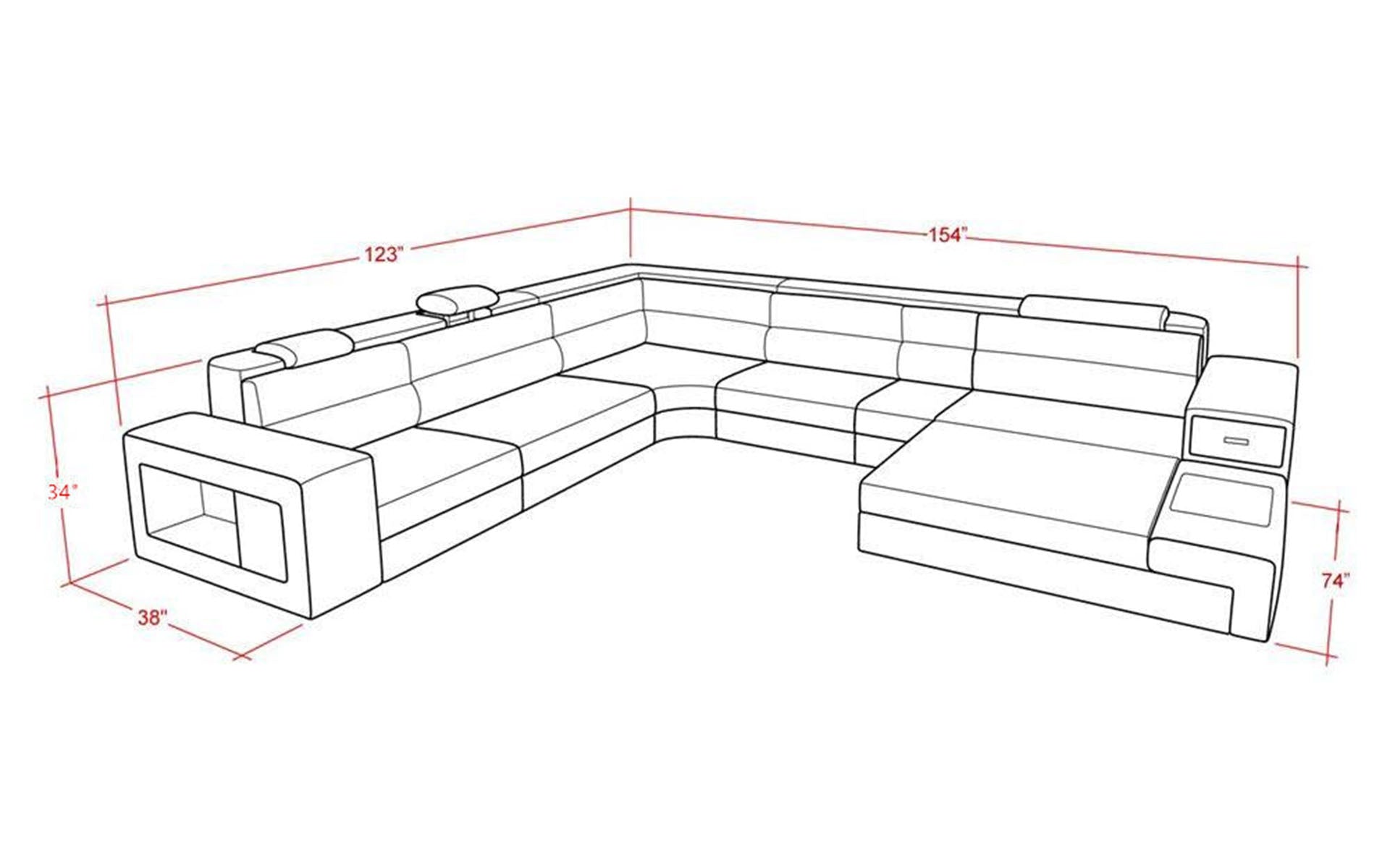 Martinelli Modern Large Leather Sectional With Storage