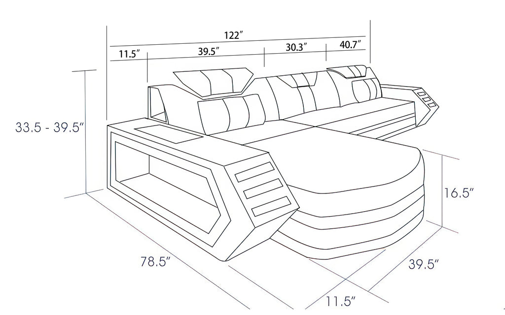 Stebbins Modern Leather Sectional with Chaise